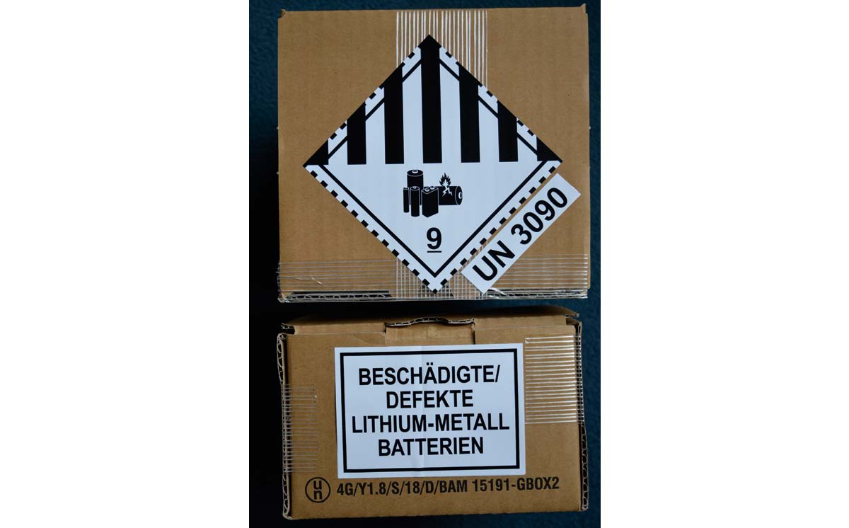 Gefahrzettel 9A Lithiumbatterien 1200
