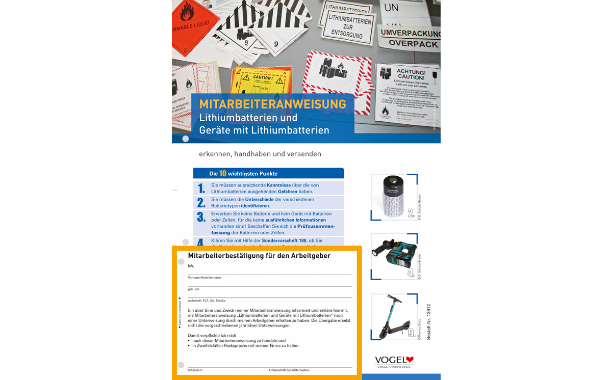 Mitarbeiteranweisung 3 Lithiumbatterien 1200