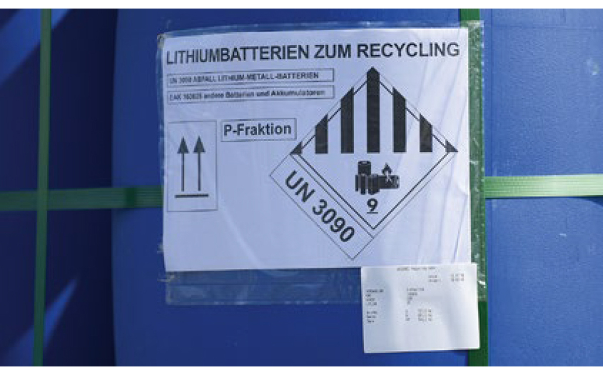Lithiumbatterien Kennzeichnung UN 3090 Recycling 1200