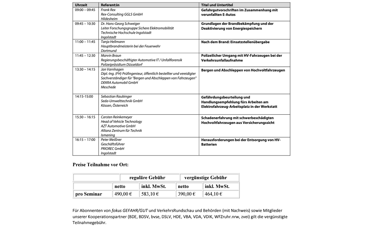 Programm Umgang verunfallte E-Fahrzeuge