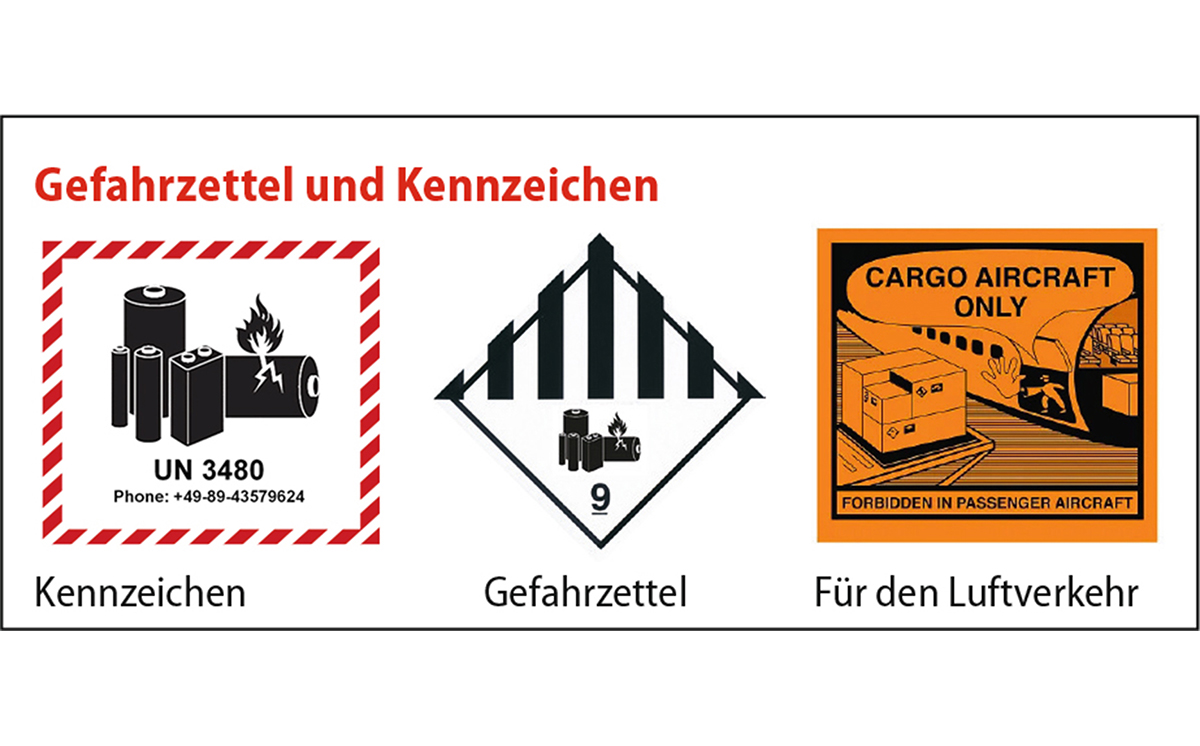 Kennzeichen Gefahrzettel Lithium 9A 1200
