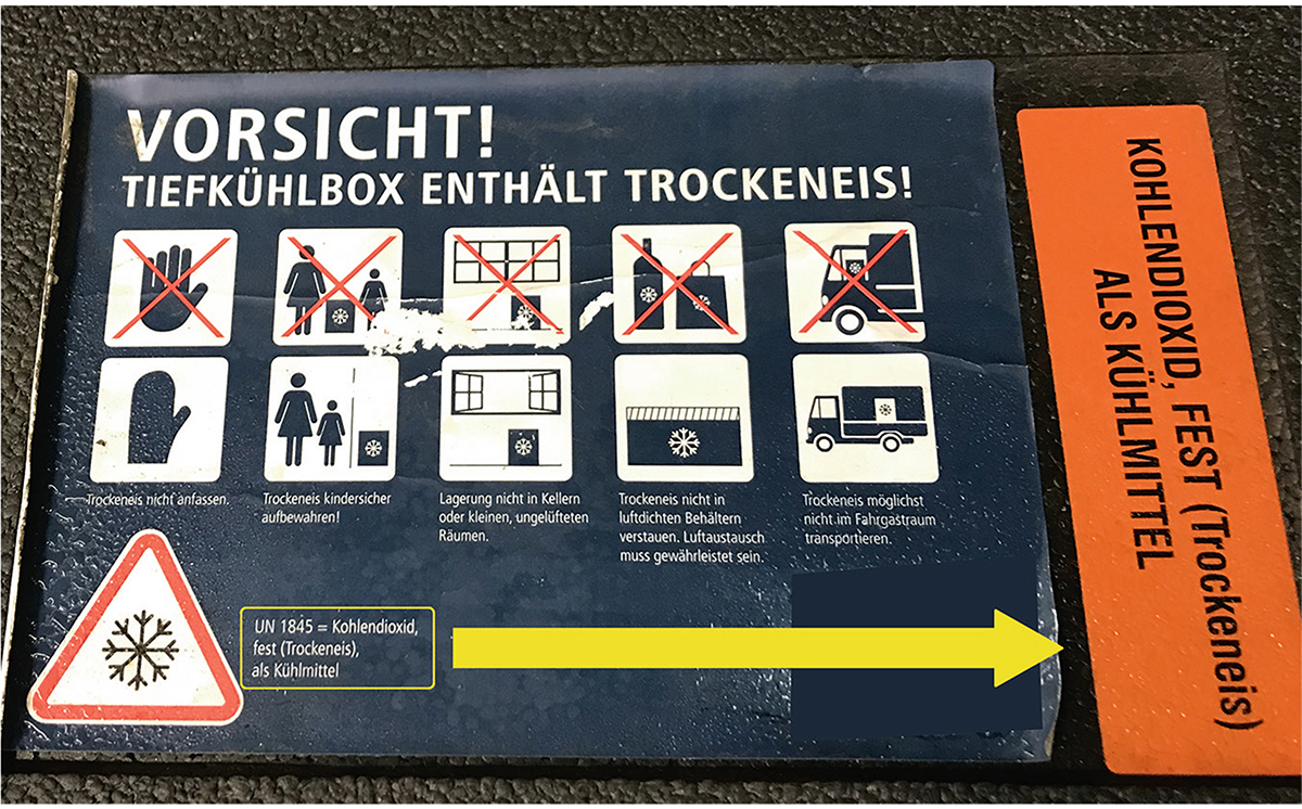 Kennzeichnung Trockeneis 1200