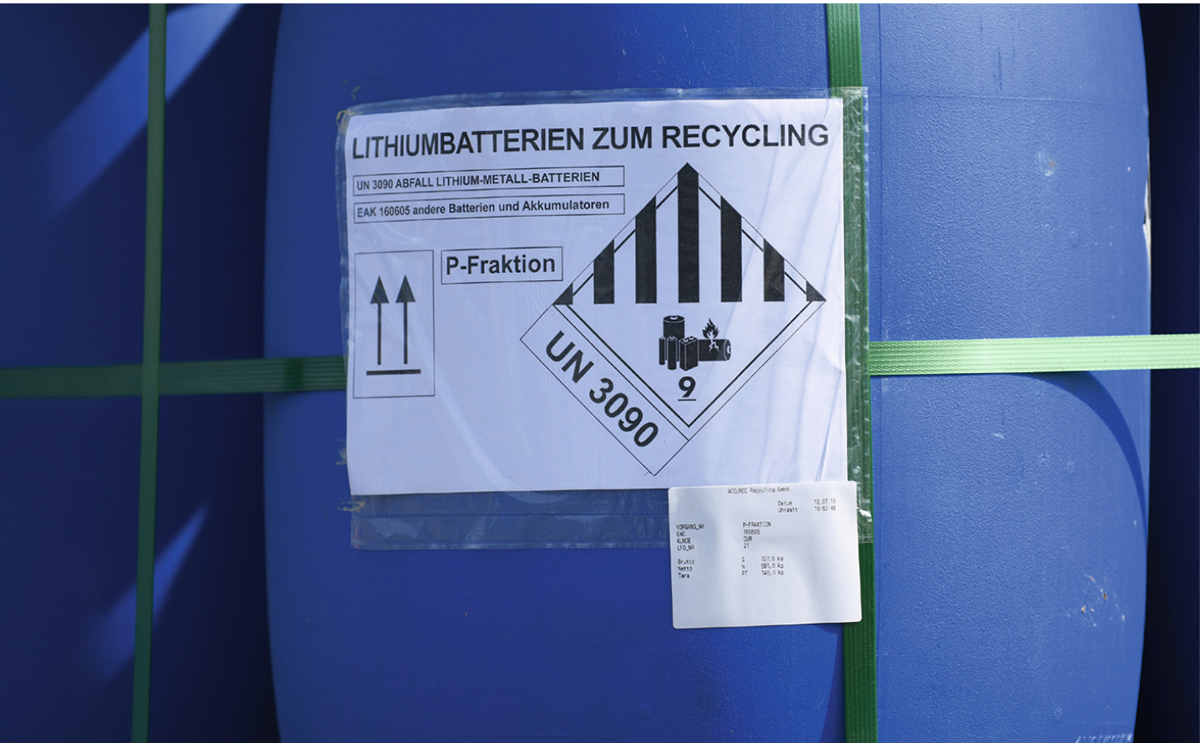 Kennzeichnung Fass UN 3090 Abfall Lithiumbatterien 1200