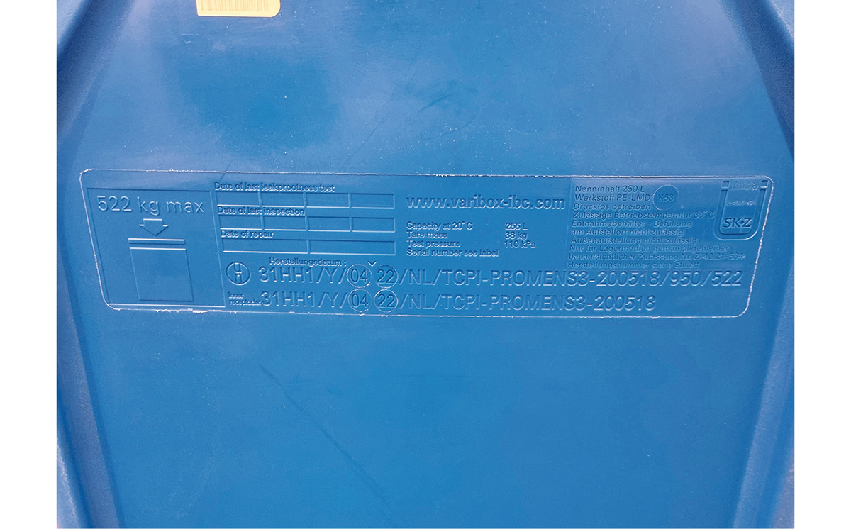 Kunststoff-IBC Kennzeichnung 1200
