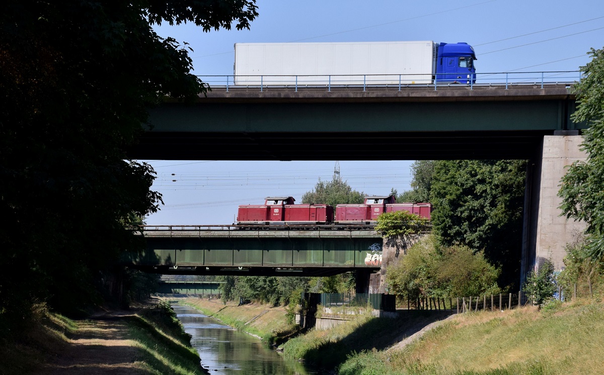 Eisenbahn Diesellok Lkw Autobahn Emscher 1200