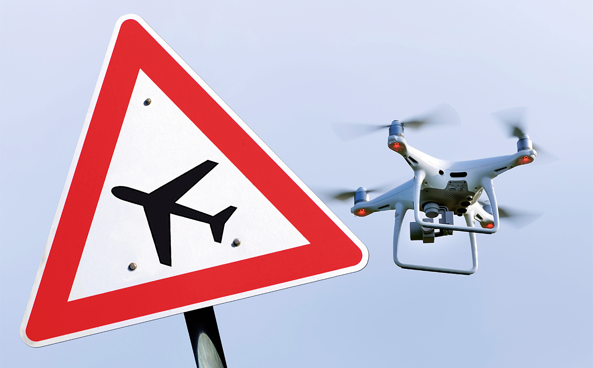 Drohne Flugzeug Schild 1200