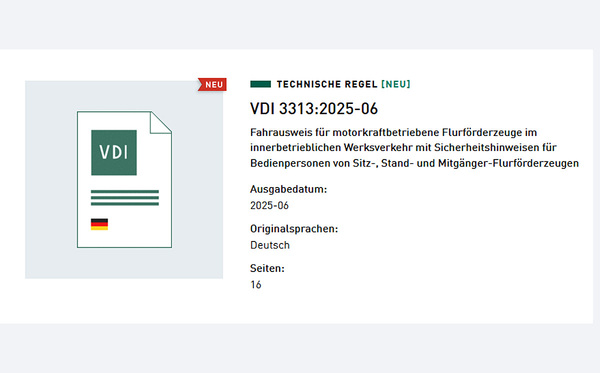 VDI 3313 Fahrausweis Flurförderfahrzeuge
